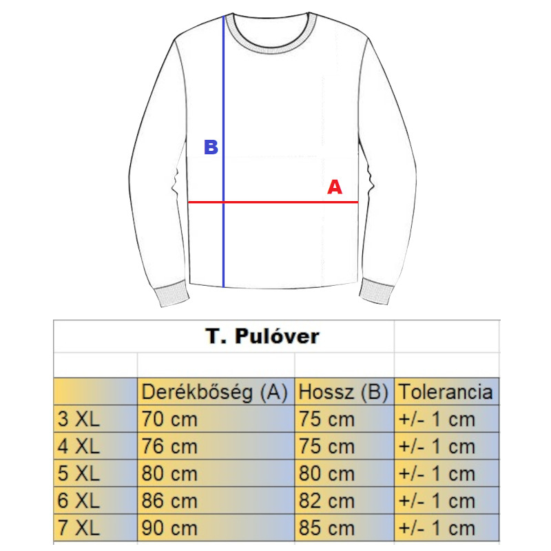 T.Bézs Elegant férfi nagyméretű pulóver mérettáblázata