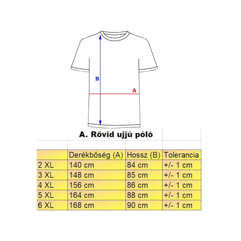 A.Berlin fekete nagyméretű férfi póló mérettáblázata