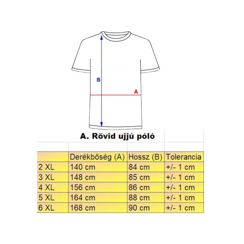 A.Awsome sárga nagyméretű férfi póló mérettáblázata