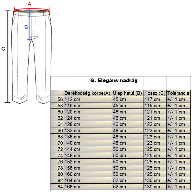 Nagyméretű férfi alkalmi nadrág 60-as méret sötétkék