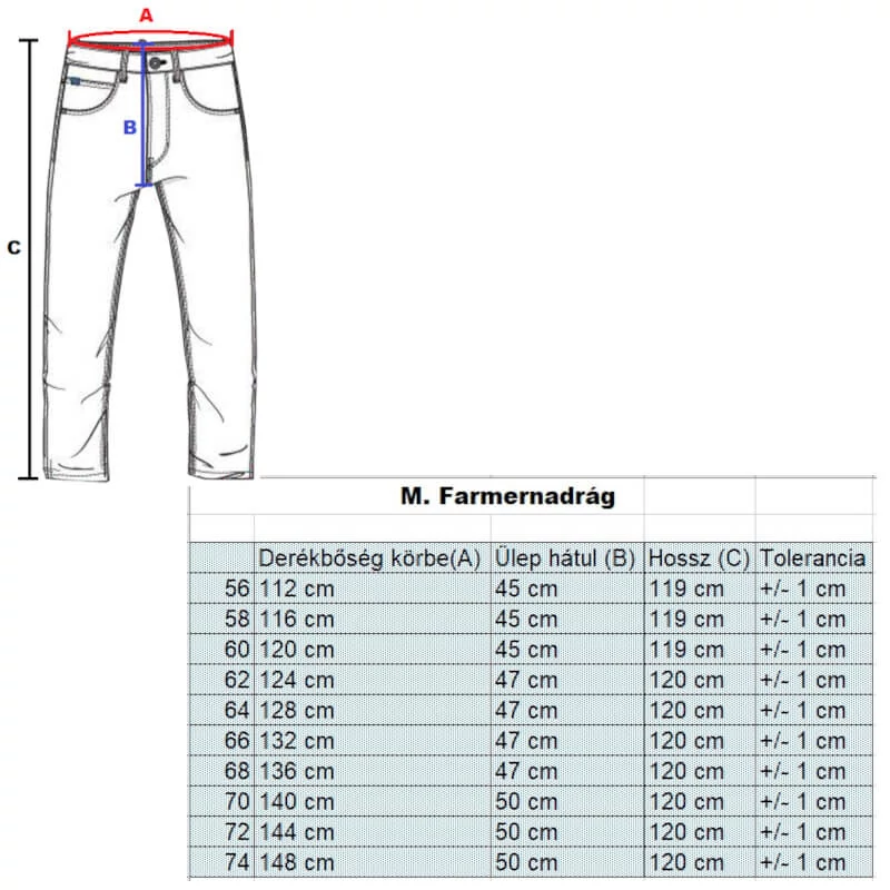 Nagyméretű férfi koptatott farmernadrág (58) sötétkék