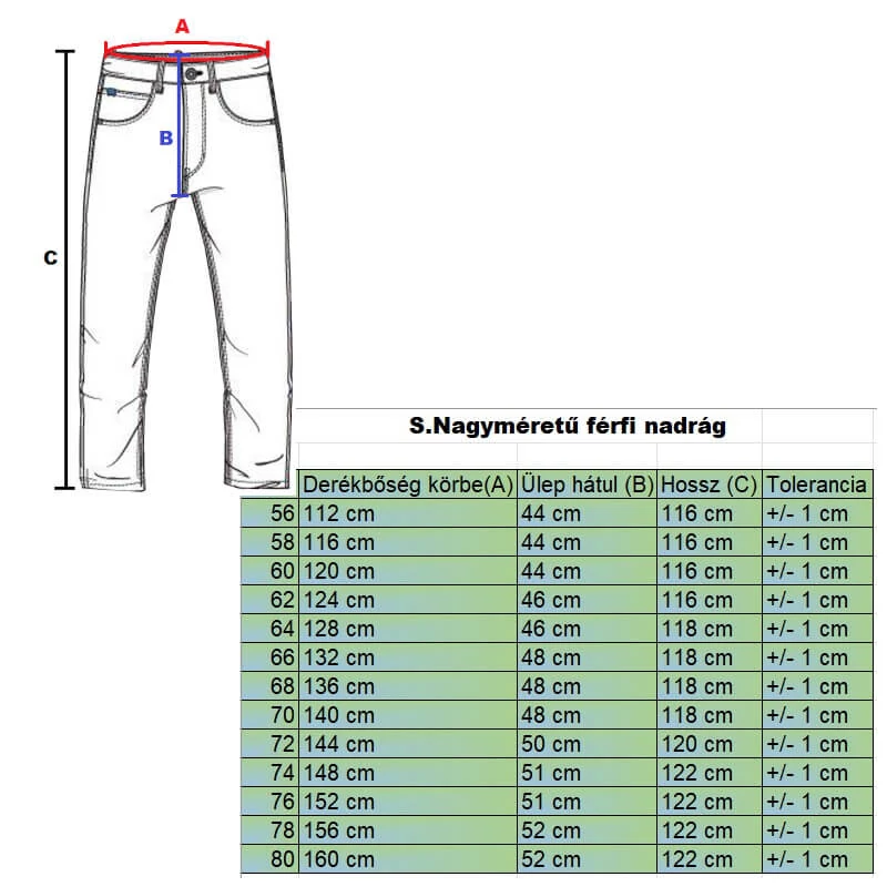 Nagyméretű férfi farmernadrág Santana (56-os)