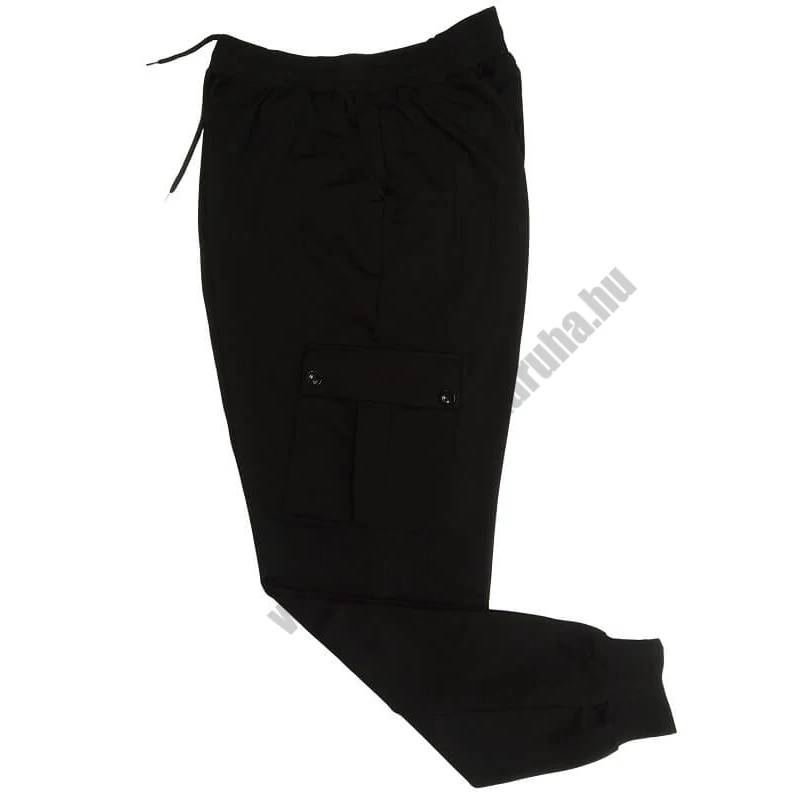 Férfi nagy 3XL-8XL méretű P.Fekete oldalzsebes pamut jogger. Prémium minőségű rugalmas pamutból!Rendeljen online vagy jöjjön el üzletünkbe, próbálja fel személyesen!1