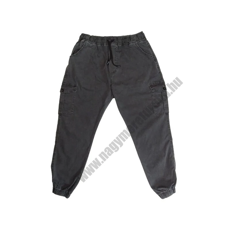 Nagyméretű férfi oldalzsebes jogger farmernadrág 3XL grafit
