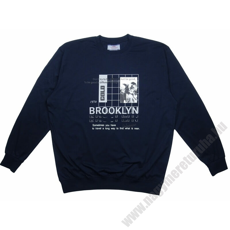 Prémium minőségű PP.Sötétkék Brooklyn férfi nagyméretű hosszú ujjú póló.Öltözzön stílusosan extra méretekkel is!Próbálja fel üzletünkben vagy rendeljen online!