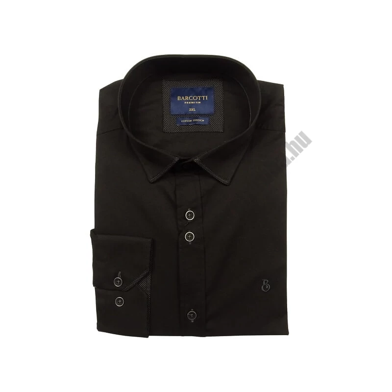 2XL-6XL méretű B.Fekete dupla gombos férfi nagyméretű hosszú ujjú ing a legújabb trendek szerint. Prémium minőségű rugalmas pamut anyagból.Rendeljen online kényelmesen vagy jöjjön el személyesen üzletünkbe!