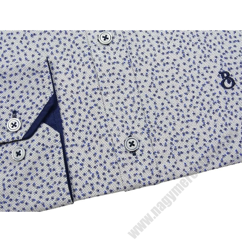 2XL-6XL méretű B.Fehér kék virágos dupla gombos férfi nagyméretű hosszú ujjú ing a legújabb trendek szerint. Prémium minőségű rugalmas pamut anyagból.Rendeljen online kényelmesen vagy jöjjön el személyesen üzletünkbe!3