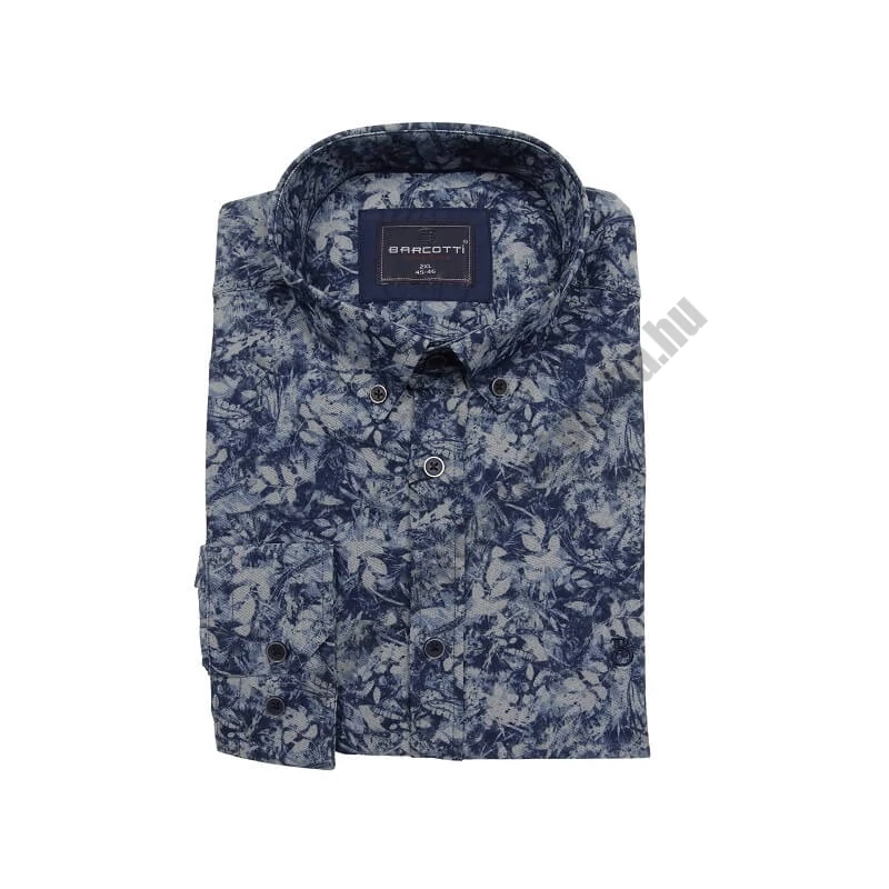 2XL nagyméretű, farmer hatású B.Romantic sötétkék batikolt virág mintás férfi hosszú ujjú ing, prémium minőségű rugalmas pamutból.Rendeljen online gyors szállítással vagy jöjjön el hozzánk személyesen üzletünkbe!