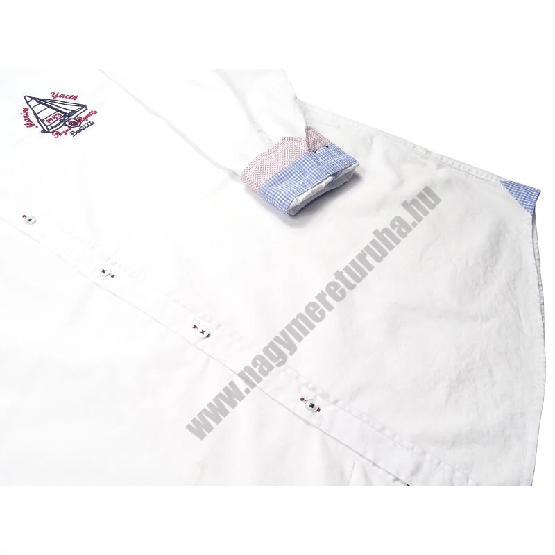 Extra nagy 2XL méretű B.Yacht fehér férfi hosszú ujjú ing prémium minőségű 100% pamutból.Rendeljen online kényelmesen vagy jöjjön el személyesen üzletünkbe!3