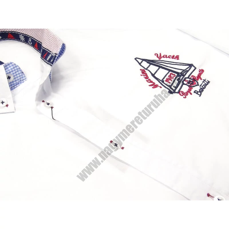 Extra nagy 2XL méretű B.Yacht fehér férfi hosszú ujjú ing prémium minőségű 100% pamutból.Rendeljen online kényelmesen vagy jöjjön el személyesen üzletünkbe!2