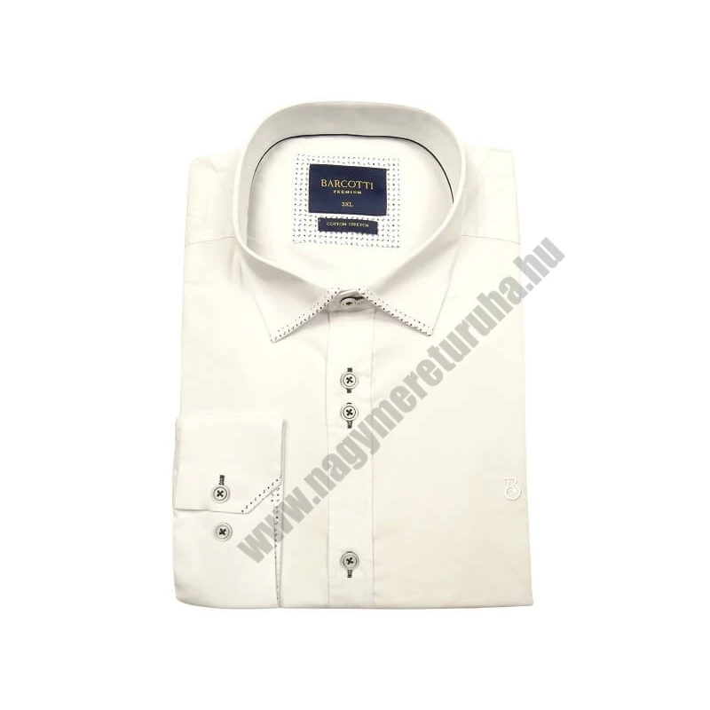 Elegáns XL, 2XL, 3XL, 4XL, 5XL méretű fehér színű férfi nagyméretű dupla galléros hosszú ujjú ing. Öltözzön a legújabb trendek szerint extra méretekkel is! Prémium minőségű rugalmas pamut anyagból.Gyors szállítással!