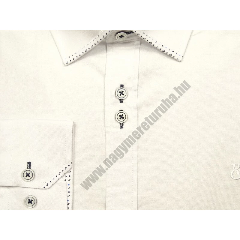 Elegáns XL, 2XL, 3XL, 4XL, 5XL méretű fehér színű férfi nagyméretű dupla galléros hosszú ujjú ing. Öltözzön a legújabb trendek szerint extra méretekkel is! Prémium minőségű rugalmas pamut anyagból.Gyors szállítással!2