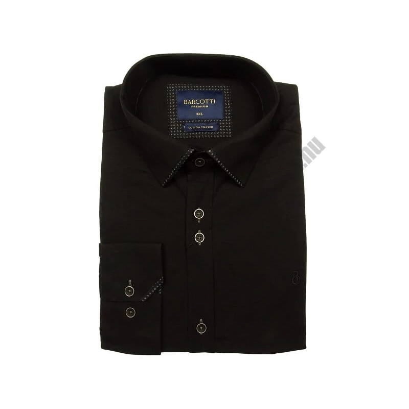Elegáns XL, 2XL, 3XL, 4XL, 5XL méretű fekete színű férfi nagyméretű dupla galléros hosszú ujjú ing. Öltözzön a legújabb trendek szerint extra méretekkel is! Prémium minőségű rugalmas pamut anyagból.Gyors szállítással!