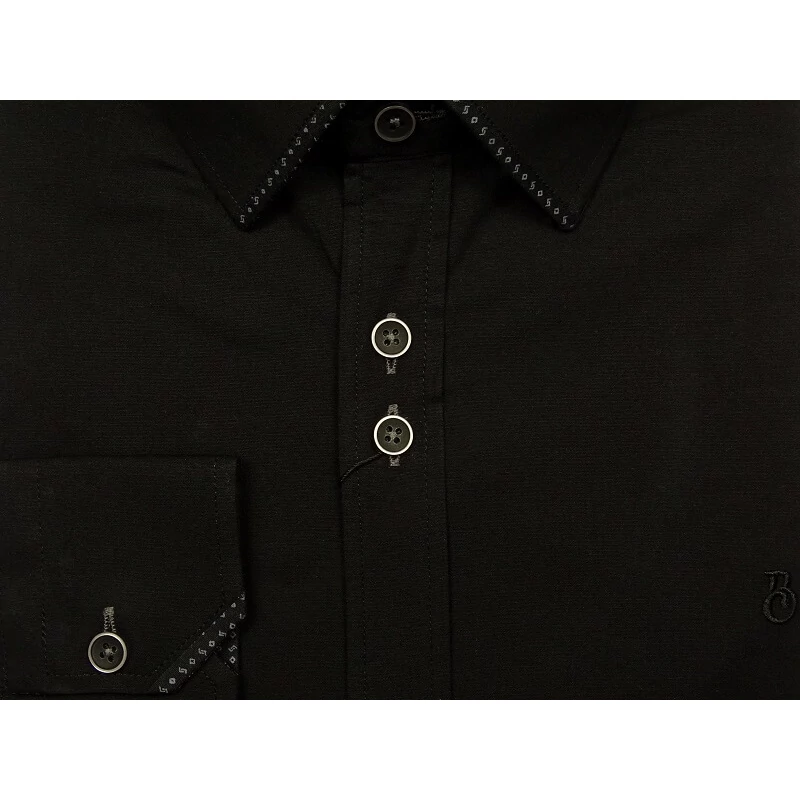 Elegáns XL, 2XL, 3XL, 4XL, 5XL méretű fekete színű férfi nagyméretű dupla galléros hosszú ujjú ing. Öltözzön a legújabb trendek szerint extra méretekkel is! Prémium minőségű rugalmas pamut anyagból.Gyors szállítással!2