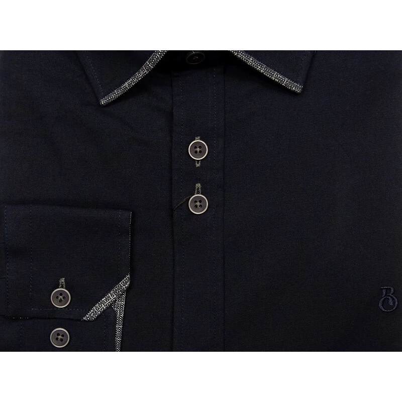 Elegáns XL, 2XL, 3XL, 4XL, 5XL méretű B.Sötétkék férfi nagyméretű dupla galléros hosszú ujjú ing. Öltözzön a legújabb trendek szerint extra méretekkel is! Prémium minőségű rugalmas pamut anyagból.Gyors szállítás!2