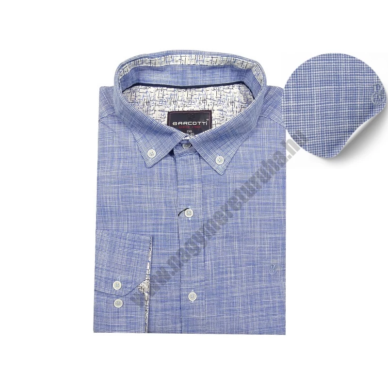 Nagy 2XL,3XL,4XL,5XL,6XL méretű B.Tyúklábmintás férfi hosszú ujjú lenvászon ing. Klasszikus, örök kedvenc.Rendeljen online kényelmesen vagy jöjjön el személyesen üzletünkbe!