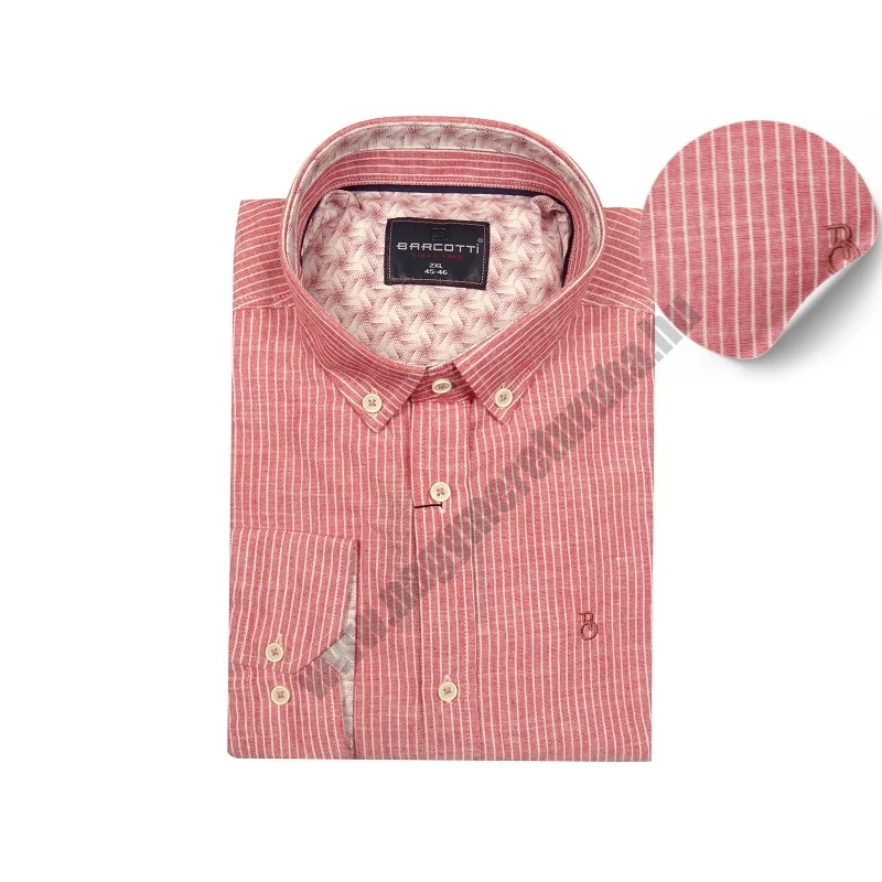 Hosszú ujjú lenvászon ing korall 3XL (nagyméretű)