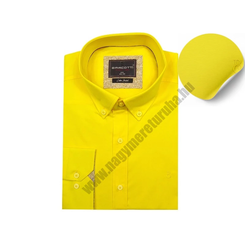 Sportos elegáns nagy 2XL, 3XL, 4XL, 5XL,6XL méretű napsárga férfi legombolható galléros hosszú ujjú ing. Öltözzön a legújabb trendek szerint extra méretekkel is! Prémium minőségű rugalmas pamut anyagból.Gyors szállítással!