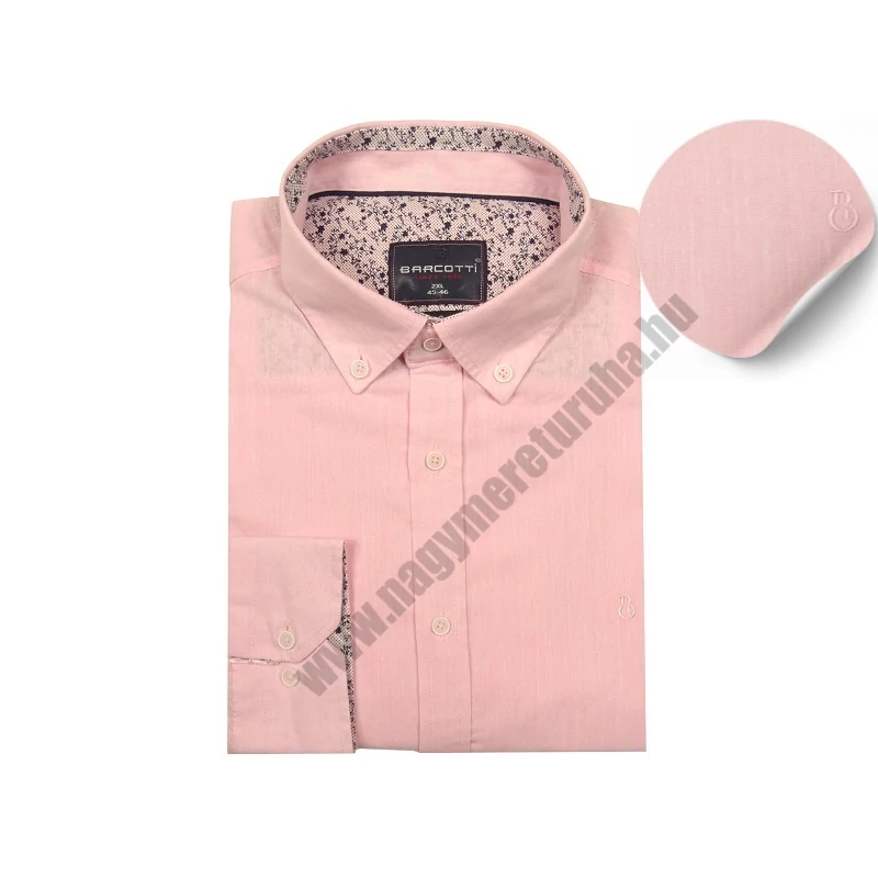 Extra nagyméretű férfi hosszú ujjú lenvászon ing rózsaszín.