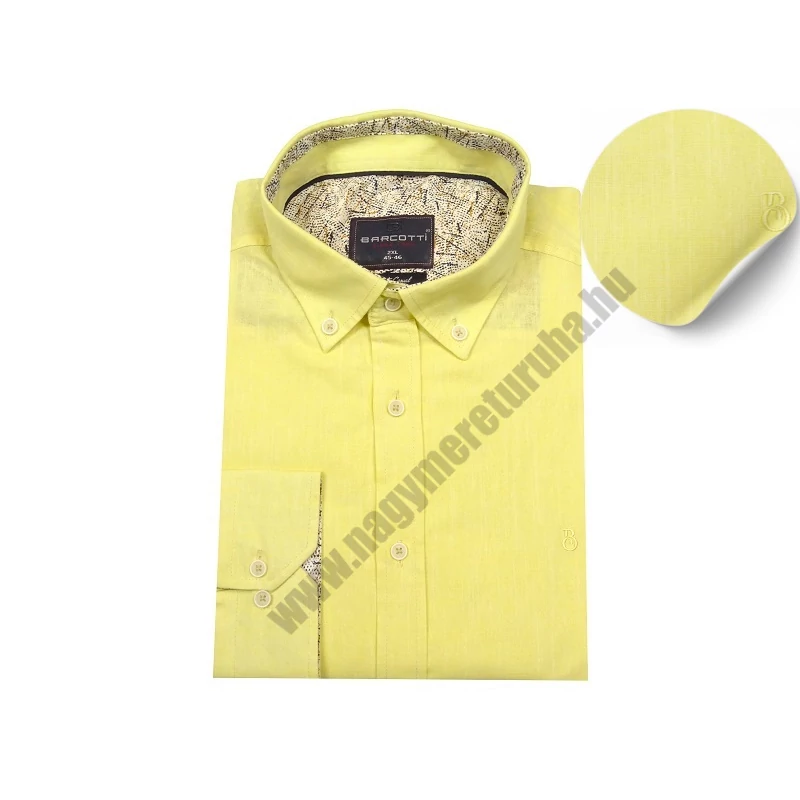 2XL,3XL,4XL,5XL,6XL nagy méretű B.Sárga férfi hosszú ujjú lenvászon ing. Kellemes viselet a meleg időben.Rendeljen online kényelmesen vagy jöjjön el személyesen üzletünkbe!
