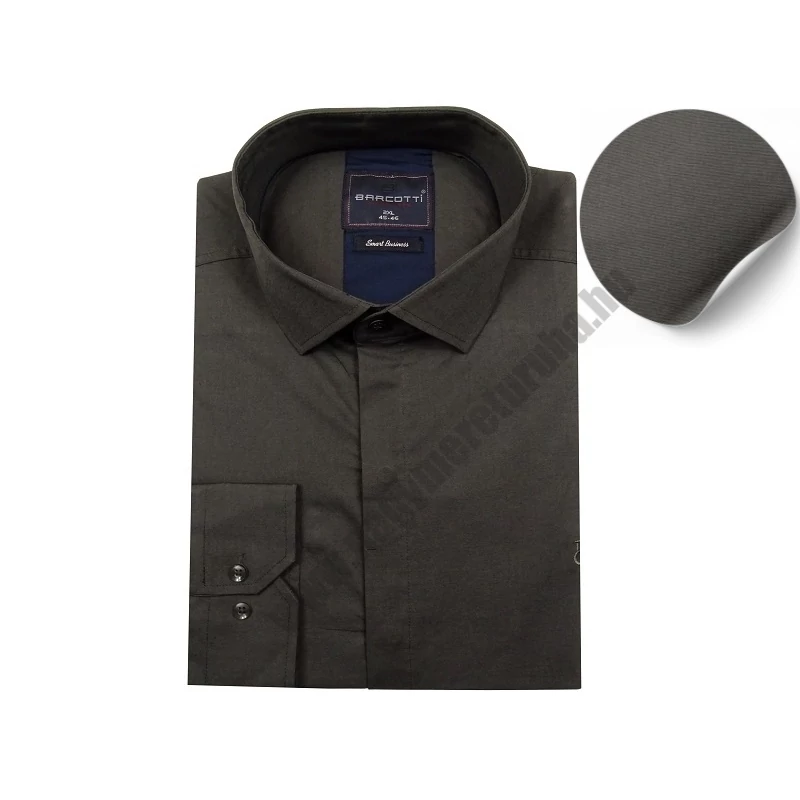 2XL,3XL,4XL,5XL,6XL-B.Szürke férfi nagyméretű rejtett gombos hosszú ujjú ing rugalmas pamut anyagból.Rendeljen online kényelmesen vagy jöjjön el személyesen üzletünkbe!