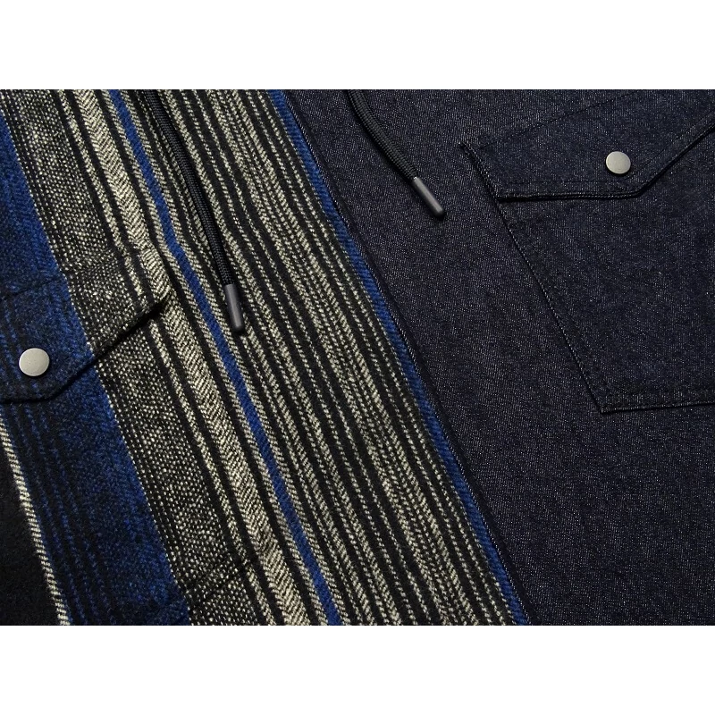 Nagyméretű férfi kapucnis farmering Winter kék szürke 3XL