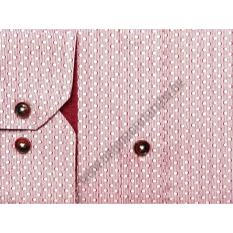 Divatos nagyméretű B.Nostalgic bordó csíkos és pöttyös férfi hosszú ujjú ing. 2XL-6XL méretekben rendelhető online vagy jöjjön el személyesen üzletünkbe!2