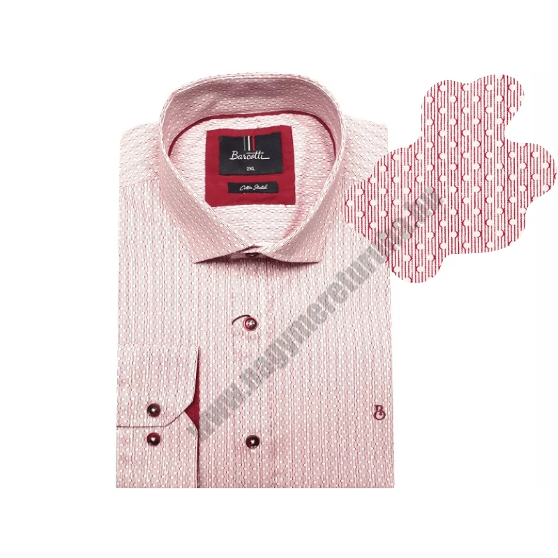 Divatos nagyméretű B.Nostalgic bordó csíkos és pöttyös férfi hosszú ujjú ing. 2XL-6XL méretekben rendelhető online vagy jöjjön el személyesen üzletünkbe!