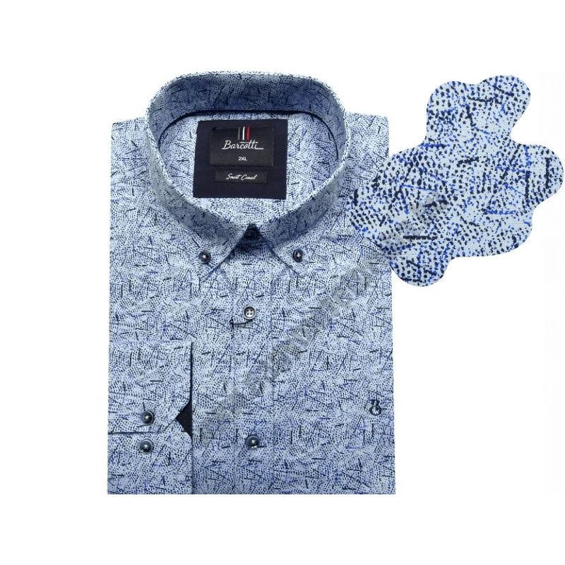 Sportos elegáns férfi nagyméretű B.Sketch kék modern mintás hosszú ujjú ing. 2XL-6XL méretekben rendelhető online vagy jöjjön el személyesen üzletünkbe!