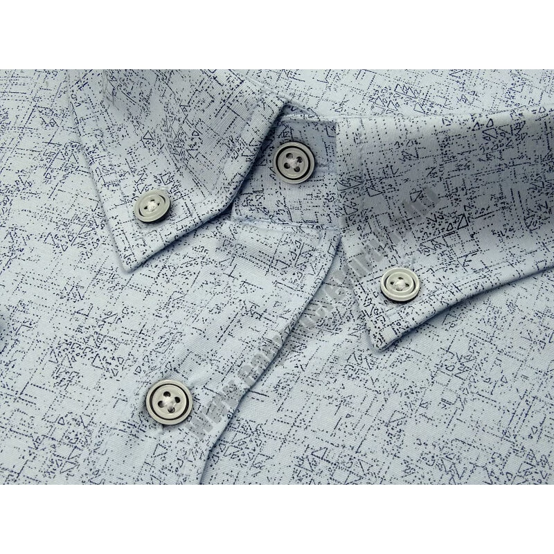 10XL Világoskék mintás extra nagyméretű férfi ing részletfotó – gombos gallér és minta közelről