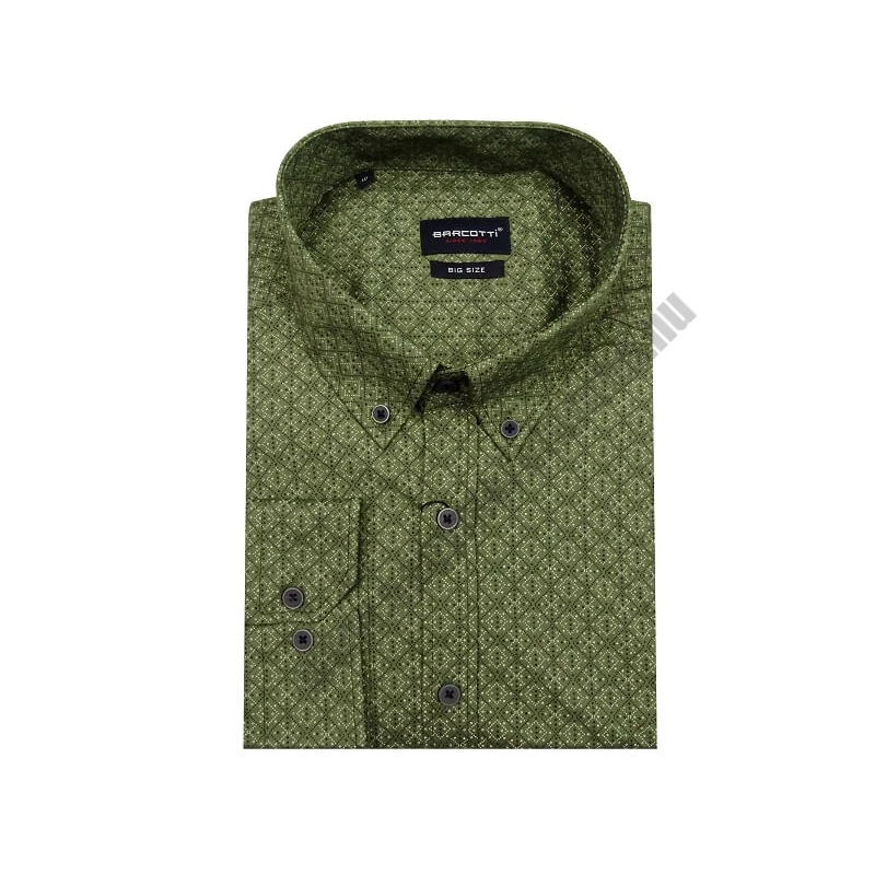 10XL keki mintás extra nagyméretű férfi ing – rugalmas pamut anyagból