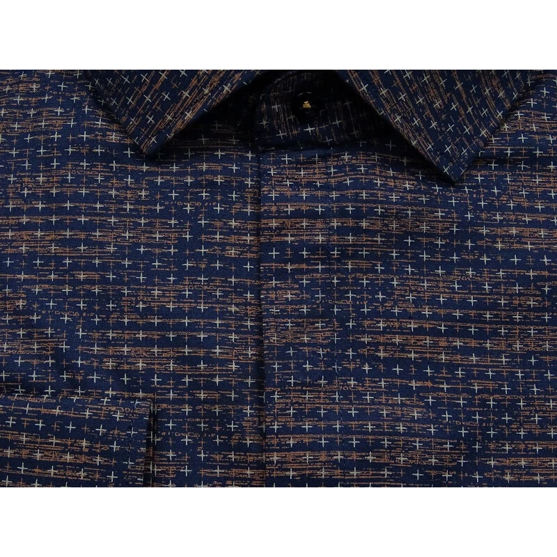 2XL-6XL méretű B.Sötétkék-barna rejtett gombos férfi nagyméretű hosszú ujjú ing. Prémium minőségű rugalmas pamut anyagból.Rendeljen online kényelmesen vagy jöjjön el személyesen üzletünkbe!2