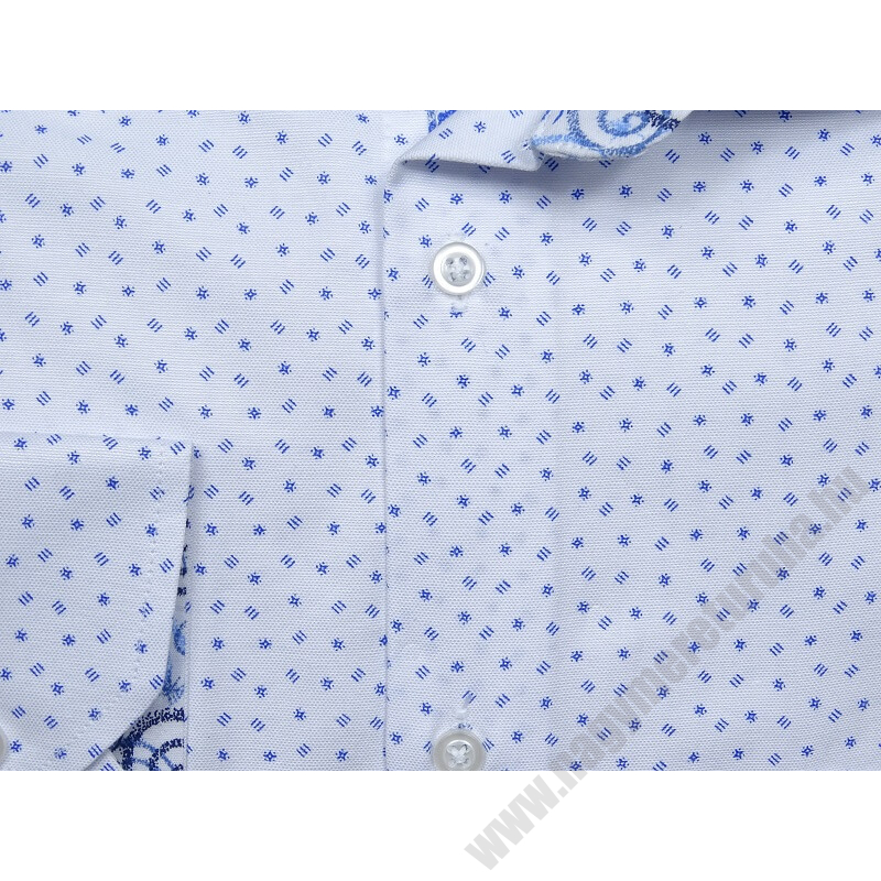 3XL-Férfi nagyméretű elegáns M.Fehér, kék mintás hosszú ujjú ing kiváló minőségű anyagokból.Rendeljen online kényelmesen vagy jöjjön el személyesen üzletünkbe!2
