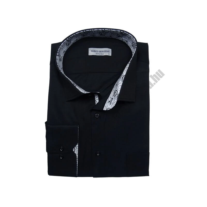 4XL-Nagyméretű elegáns M.Fényes fekete zsebes férfi hosszú ujjú ing kiváló minőségű anyagokból.Rendeljen online kényelmesen vagy jöjjön el személyesen üzletünkbe!