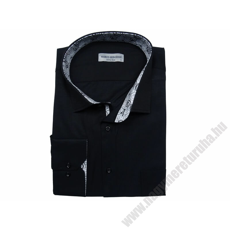 4XL-Nagyméretű elegáns M.Fényes fekete zsebes férfi hosszú ujjú ing kiváló minőségű anyagokból.Rendeljen online kényelmesen vagy jöjjön el személyesen üzletünkbe!
