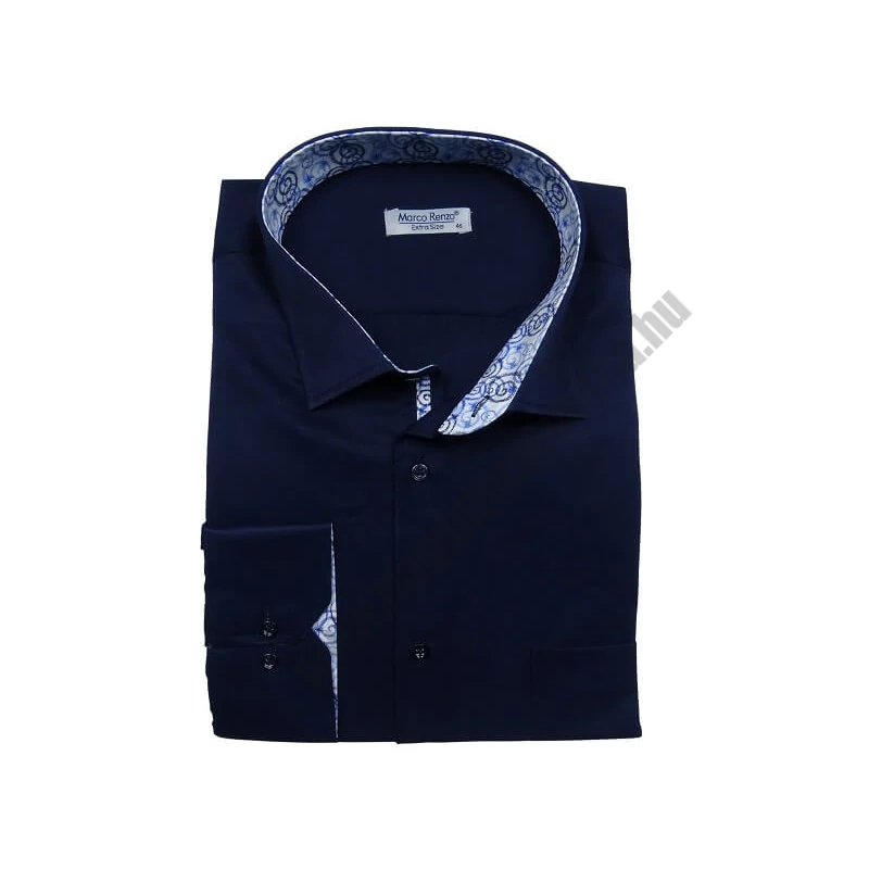 4XL-Extra nagyméretű elegáns M.Sötétkék zsebes férfi hosszú ujjú ing kiváló minőségű anyagokból.Rendeljen online kényelmesen vagy jöjjön el személyesen üzletünkbe!