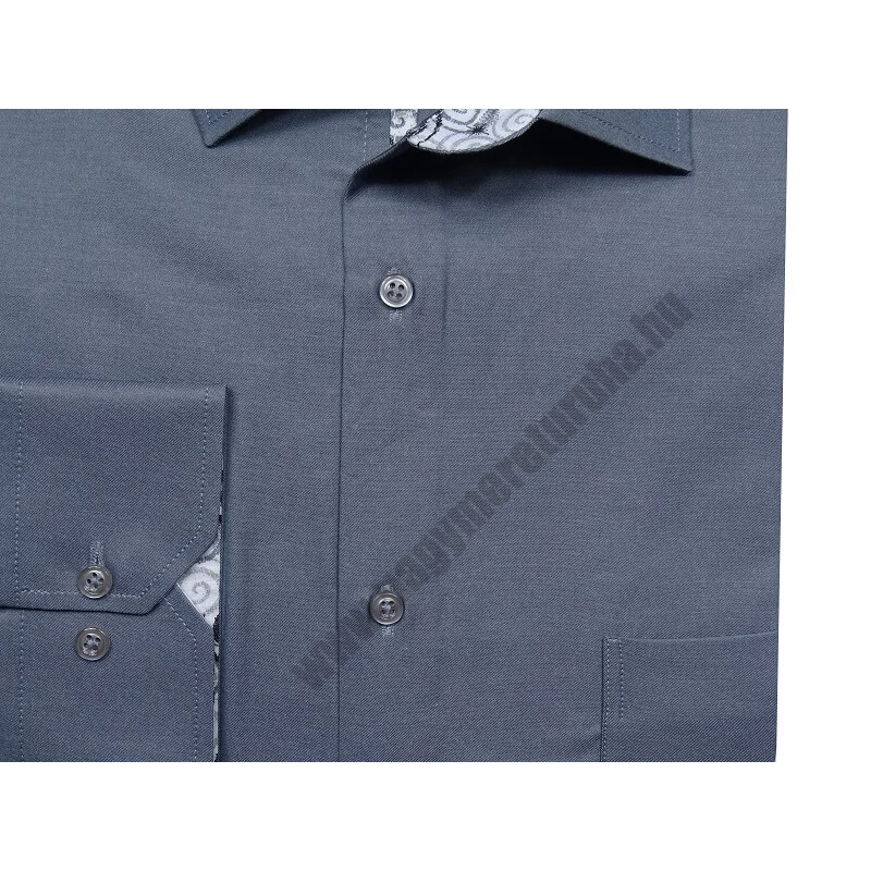 3XL-Extra nagyméretű elegáns M.Sötétszürke zsebes férfi hosszú ujjú ing kiváló minőségű anyagokból.Rendeljen online kényelmesen vagy jöjjön el személyesen üzletünkbe!2