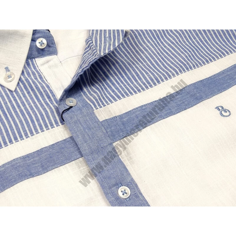 2XL,3XL,4XL,5XL,6XL nagy méretű B.Fehér kék csíkos férfi hosszú ujjú lenvászon ing. Kényelmes nyári viselet.Rendeljen online kényelmesen vagy jöjjön el személyesen üzletünkbe!2