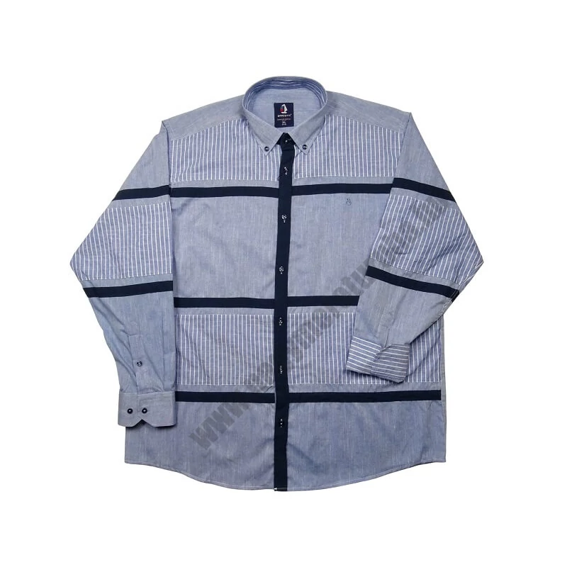 2XL,3XL,4XL,5XL,6XL nagy méretű B.Kék sötétkék csíkos férfi hosszú ujjú lenvászon ing. Kényelmes nyári viselet.Rendeljen online kényelmesen vagy jöjjön el személyesen üzletünkbe!