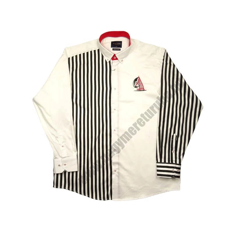 2XL,3XL,4XL,5XL,6XL extra nagy méretű B.Sailor fekete csíkos férfi hosszú ujjú pamut szatén ing vitorlás hímzett mintával. Kényeztető luxus érzés a mindennapokra.Rendeljen online kényelmesen vagy jöjjön el személyesen üzletünkbe!