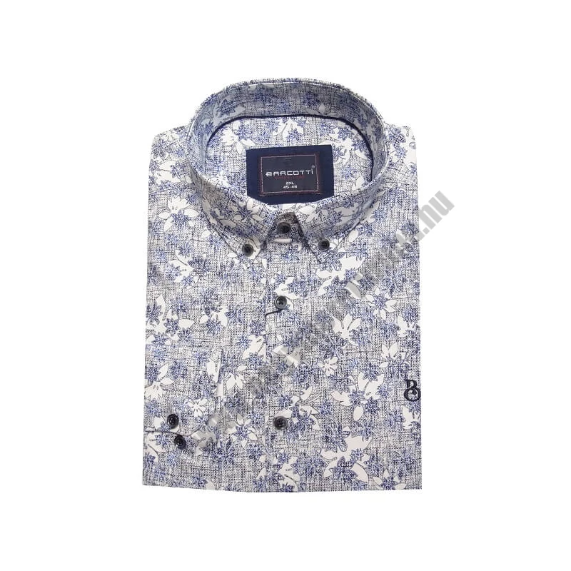 2XL-6XL nagyméretű, divatos B.Creativ kék, fehér levél mintás férfi hosszú ujjú ing, prémium minőségű rugalmas pamutból.Rendeljen online gyors szállítással vagy jöjjön el hozzánk személyesen üzletünkbe!