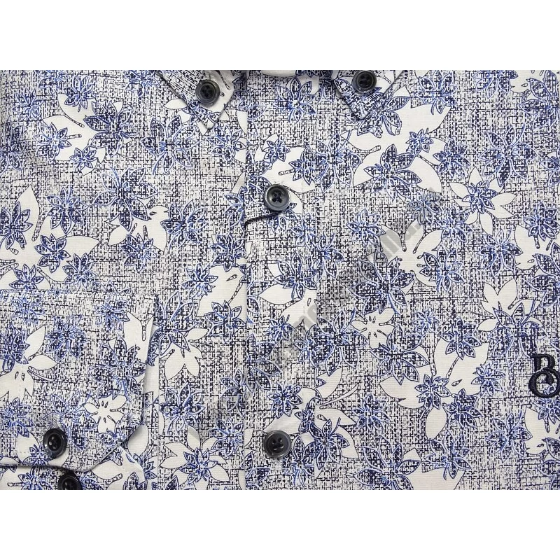 2XL-6XL nagyméretű, divatos B.Creativ kék, fehér levél mintás férfi hosszú ujjú ing, prémium minőségű rugalmas pamutból.Rendeljen online gyors szállítással vagy jöjjön el hozzánk személyesen üzletünkbe!2