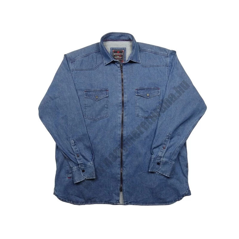 Nagy 2XL-6XL méretű B.King kék zsebes,cipzáras férfi hosszú ujjú farmering, prémium minőségű 100% pamutból.Rendeljen online gyors szállítással vagy jöjjön el hozzánk személyesen üzletünkbe!