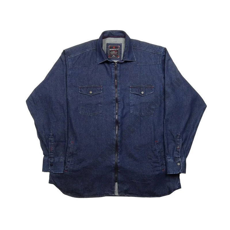 Nagy 2XL-6XL méretű B.King sötétkék zsebes,cipzáras férfi hosszú ujjú farmering, prémium minőségű 100% pamutból.Rendeljen online gyors szállítással vagy jöjjön el hozzánk személyesen üzletünkbe!