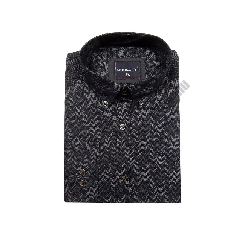 2XL-6XL nagyméretű, divatos B.Pin sötétkék, szürke cikk-cakk mintás férfi hosszú ujjú ing, prémium minőségű rugalmas pamutból.Rendeljen online gyors szállítással vagy jöjjön el hozzánk személyesen üzletünkbe!