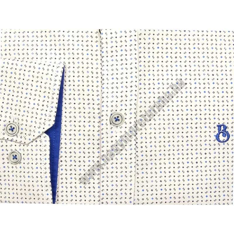 2XL, 3XL, 4XL, 5XL, 6XL nagyméretű B.Smart fehér, kék mintás férfi hosszú ujjú ing prémium minőségű rugalmas pamutból.Rendeljen online gyors szállítással vagy jöjjön el hozzánk személyesen üzletünkbe!2