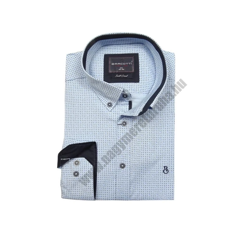 2XL, 3XL, 4XL, 5XL, 6XL nagyméretű B.Smart kék, mintás férfi hosszú ujjú ing prémium minőségű rugalmas pamutból.Rendeljen online gyors szállítással vagy jöjjön el hozzánk személyesen üzletünkbe!
