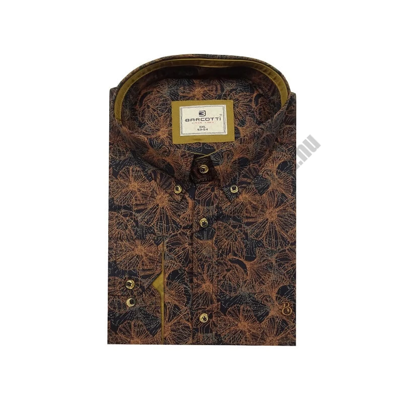 6XL, 7XL, 8XL, 9XL extra nagyméretű B.Spirit barna virágos férfi hosszú ujjú ing prémium minőségű rugalmas pamutból.Rendeljen online gyors szállítással vagy jöjjön el hozzánk személyesen üzletünkbe!