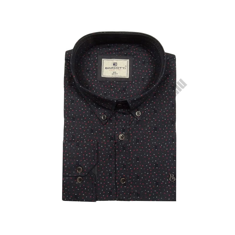 6XL, 7XL, 8XL, 9XL extra nagyméretű B.Tulip sötétkék mintás férfi hosszú ujjú ing prémium minőségű rugalmas pamutból.Rendeljen online gyors szállítással vagy jöjjön el hozzánk személyesen üzletünkbe!