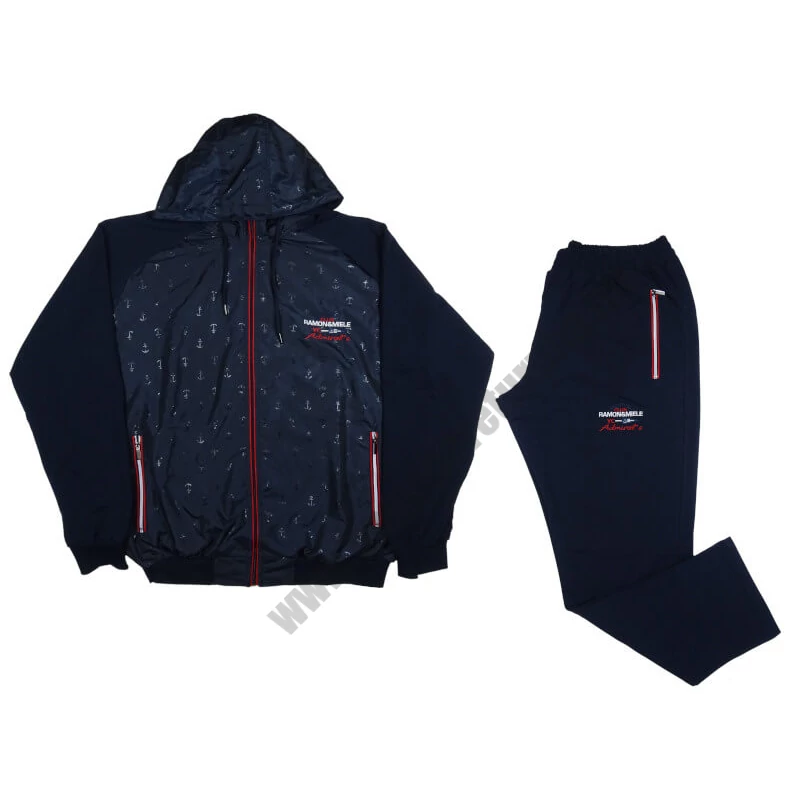 2XL-6XL méretű R.Sötétkék Admirális férfi nagyméretű melegítő szett rugalmas pamut anyagból.Rendeljen online kényelmesen.Gyors 1-2 napos szállítás!1